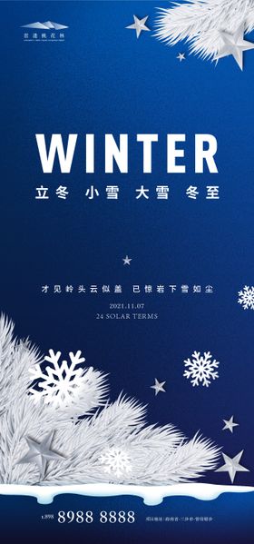 立冬小雪大学冬至节气海报