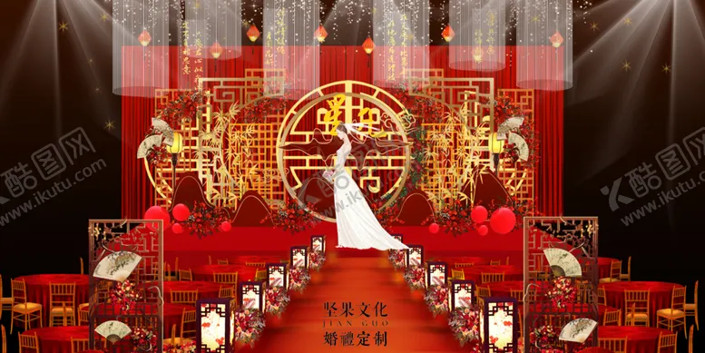 编号：36251909091708023083【酷图网】源文件下载-中式金色铁艺婚礼效果图