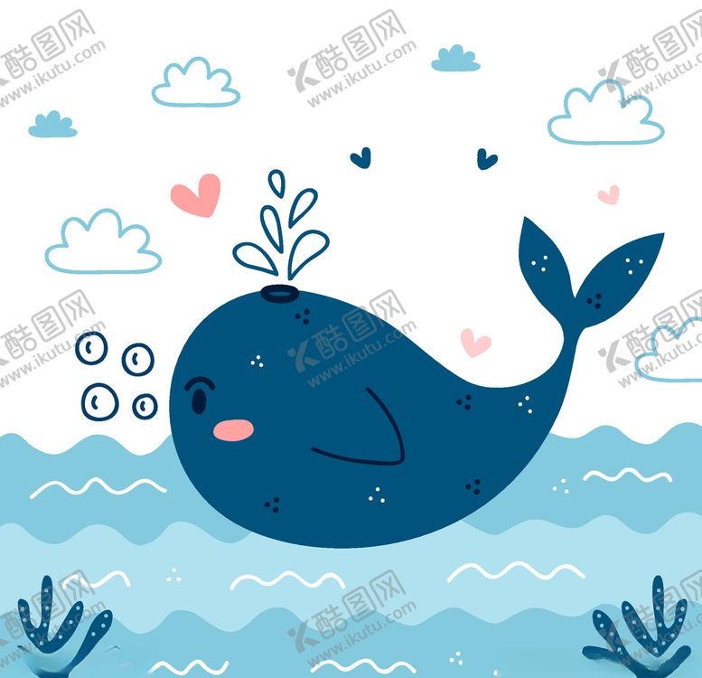 编号：58999407010901455551【酷图网】源文件下载-手绘矢量鲸鱼