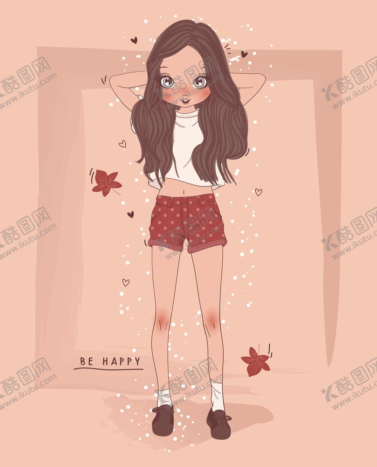 编号：32756310050438556860【酷图网】源文件下载-可爱卡通潮流少女插画