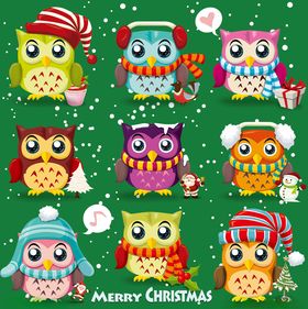 圣诞猫头鹰欢乐图案