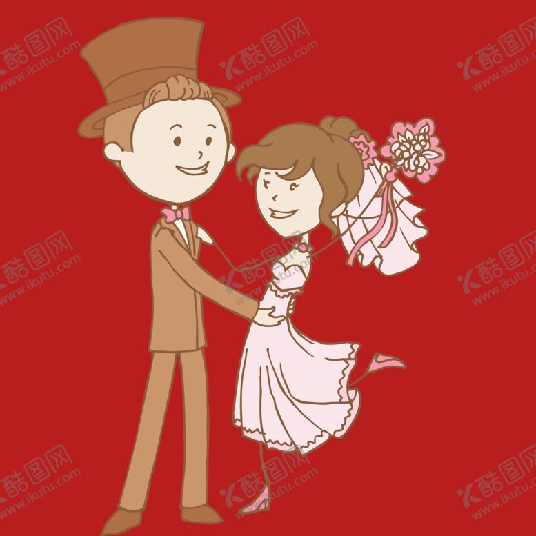 编号：83224902030041239400【酷图网】源文件下载-手绘结婚男女