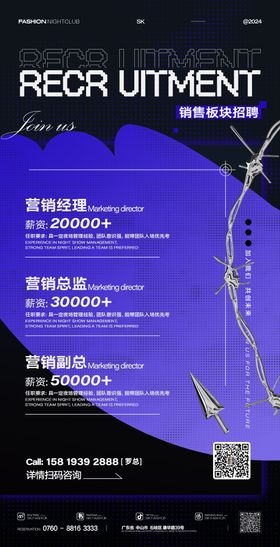 酒吧招聘海报