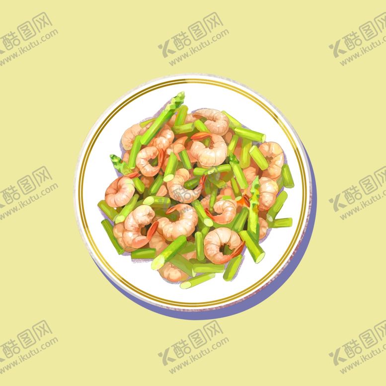 编号：84147402151147125976【酷图网】源文件下载-插画蒜苔炒虾仁