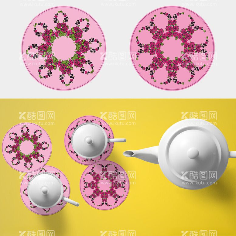 编号：12528412150950319498【酷图网】源文件下载-杯垫图案设计聚合花朵
