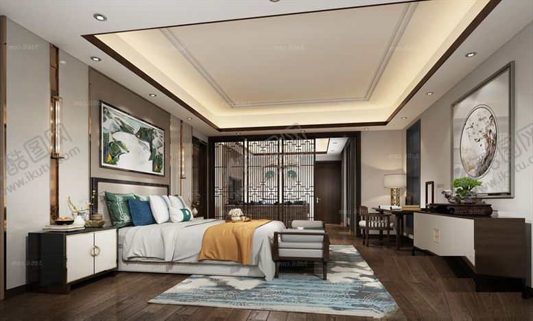 编号：21887910300921282812【酷图网】源文件下载-新中式卧室