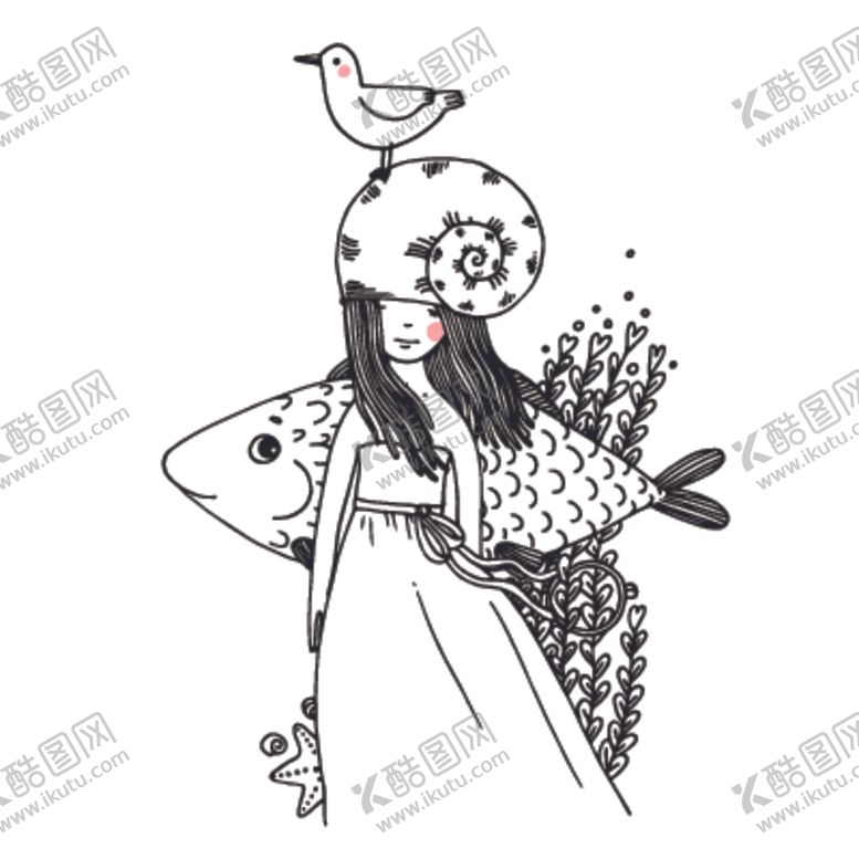 编号：54146204190535059813【酷图网】源文件下载-线描女孩
