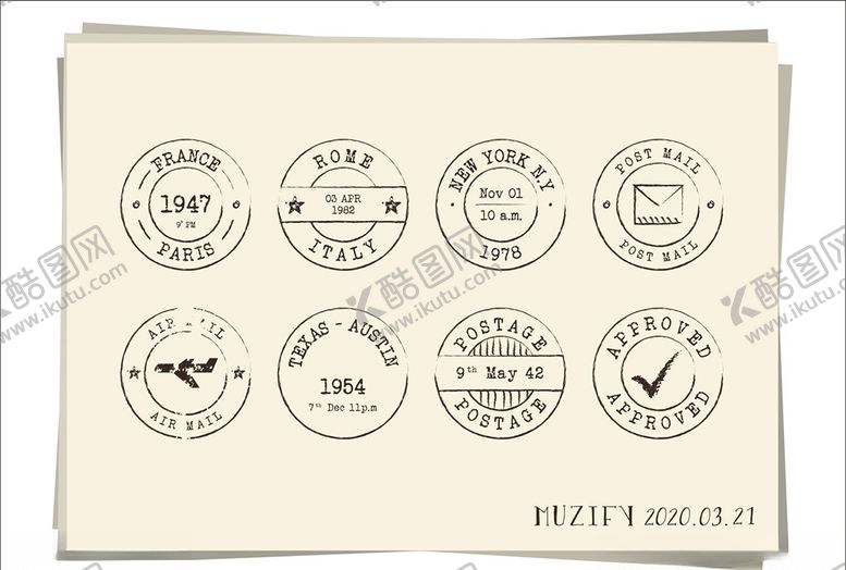 编号：50475210301221362781【酷图网】源文件下载-8款入复古邮戳设计