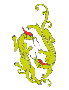 卡通龙古典纹年国潮插画2024年矢量