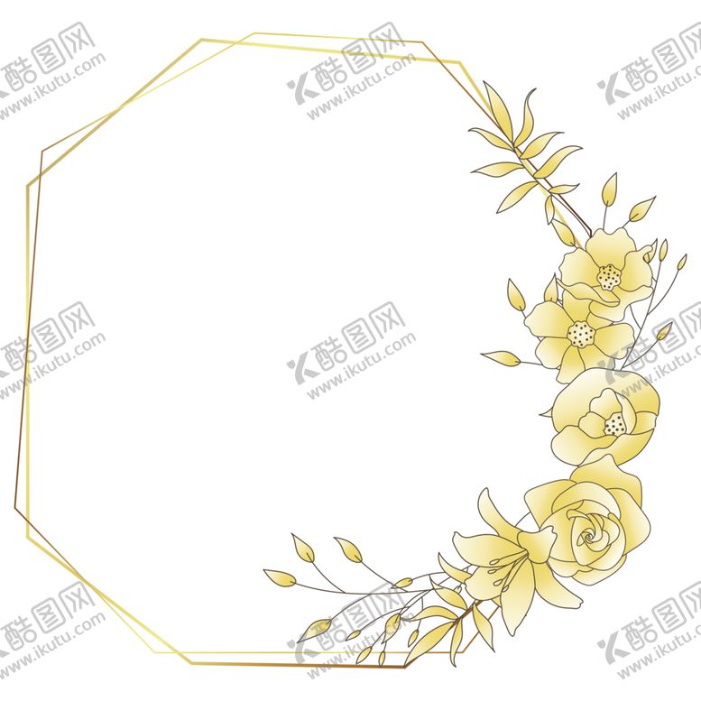 编号：53845301190851092470【酷图网】源文件下载-植物金色边框花环