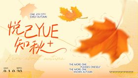悦己知秋枫叶诗意画面海报