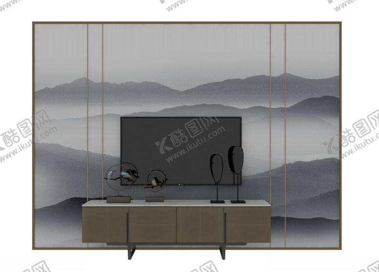 编号：62809610300001284386【酷图网】源文件下载-电视背景墙3d模型