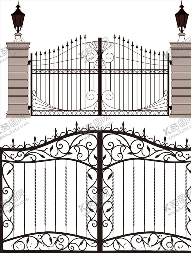 编号：29763706170855033692【酷图网】源文件下载-铁艺大门大全花纹式铁门铁门