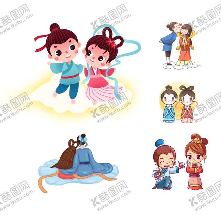 编号：93533909211935515282【酷图网】源文件下载-七夕古风情侣插画传统