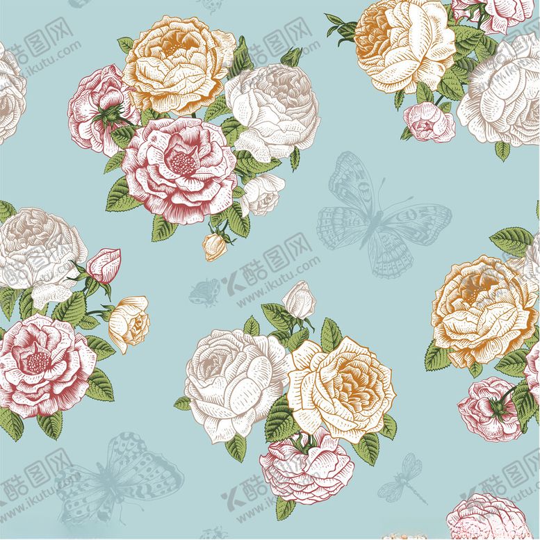 编号：93171010300602564872【酷图网】源文件下载-清新花卉图案背景图