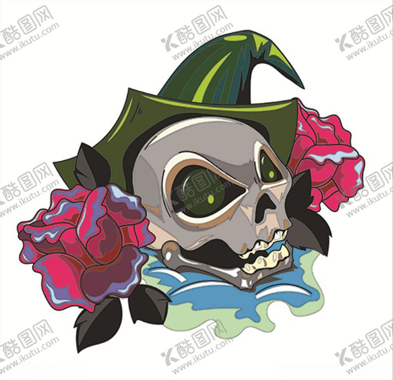 编号：48727907030509578229【酷图网】源文件下载-服装图案底纹数码印花骷髅头