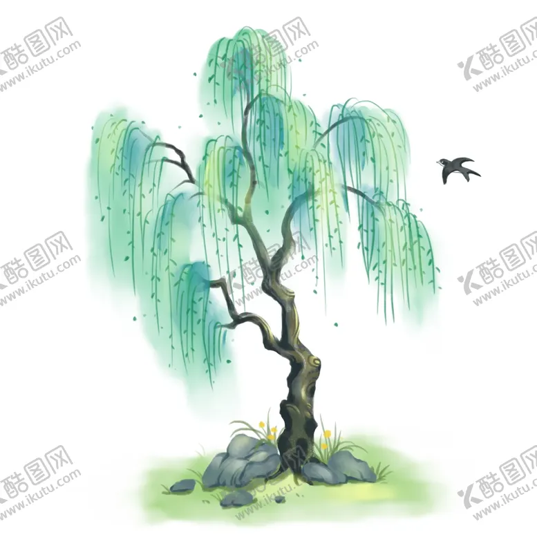 编号：57020002271940218101【酷图网】源文件下载-手绘柳树装饰