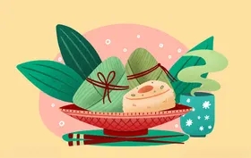 卡通粽子叶传统食物节庆食物