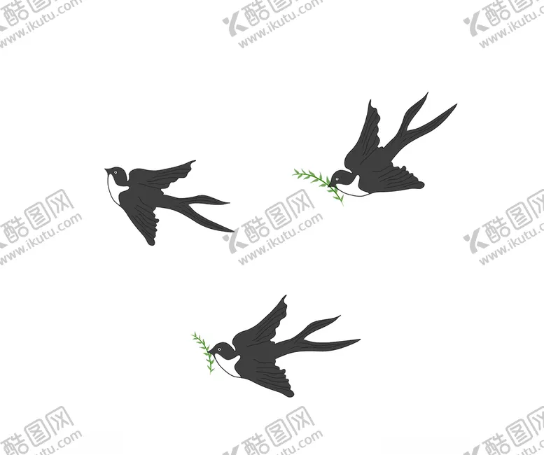 编号：46110003311957005115【酷图网】源文件下载-手绘卡通春天燕子素材