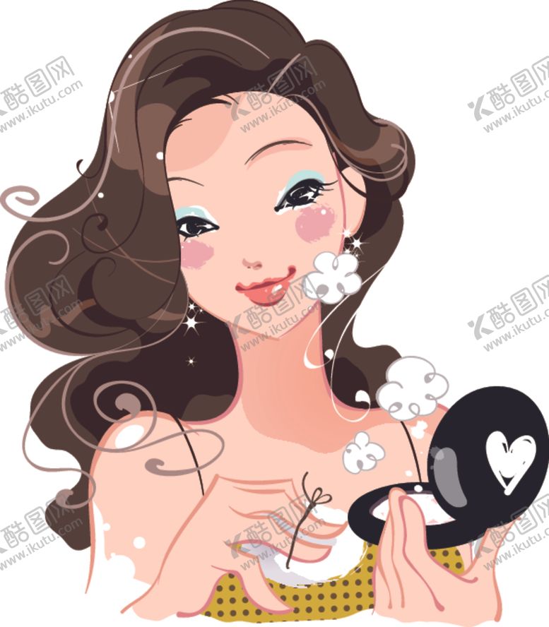 擦粉饼的女孩神节美妆装饰化妆品美