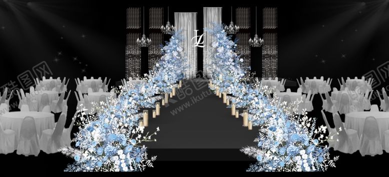 编号：54710104082202029008【酷图网】源文件下载-梦幻蓝白系婚礼场景
