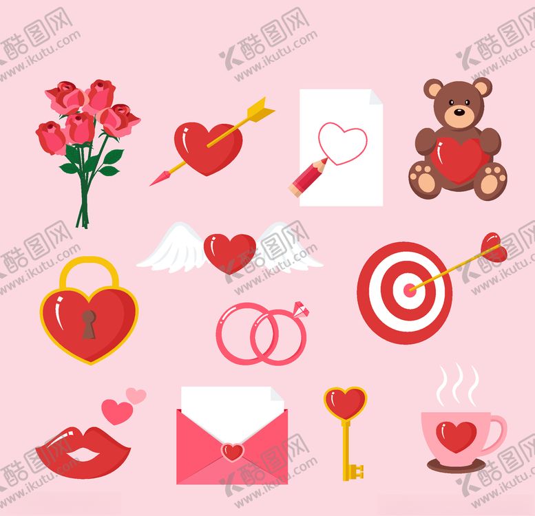编号：63314105020516283714【酷图网】源文件下载-情人节元素