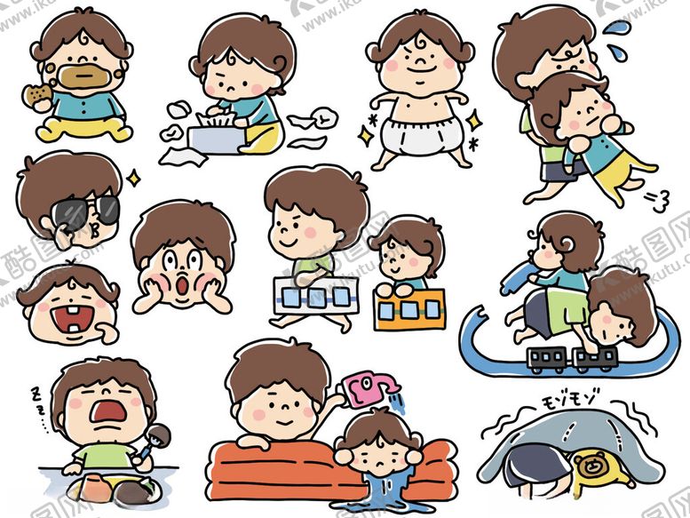 编号：99094110150317574079【酷图网】源文件下载-卡通男孩日常活动合集