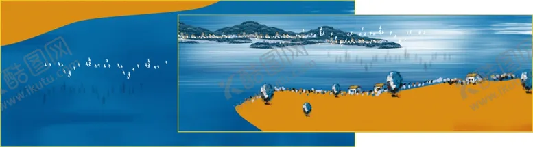 编号：32811903220123087832【酷图网】源文件下载-手绘海边装饰画