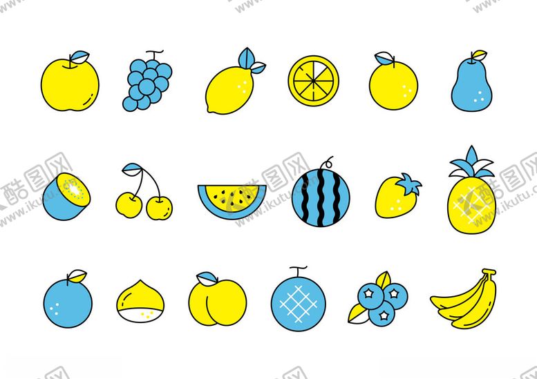 编号：66970611150246045506【酷图网】源文件下载-可爱水果图标集合