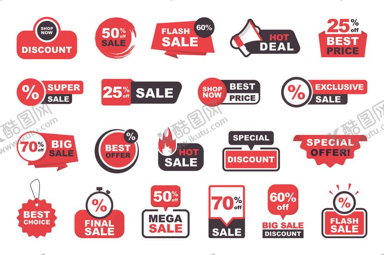 编号：68003009261652385019【酷图网】源文件下载-红色促销标签集合