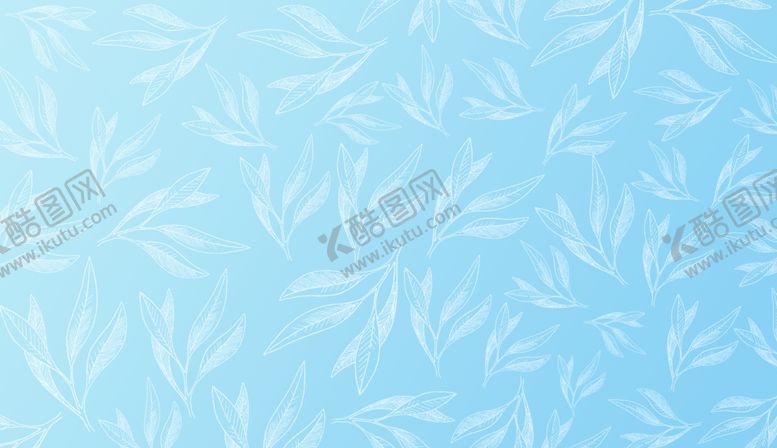 编号：91736109291820488744【酷图网】源文件下载-浅蓝色渐变小清新叶子背景