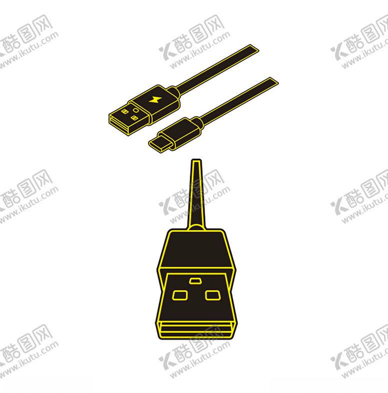 编号：53581307061508176852【酷图网】源文件下载-USB数据线线条图绘制