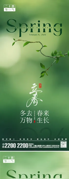 立春雨水节气简约质感海报