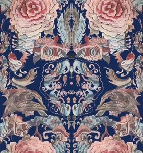 花卉动物交织的绚丽图案