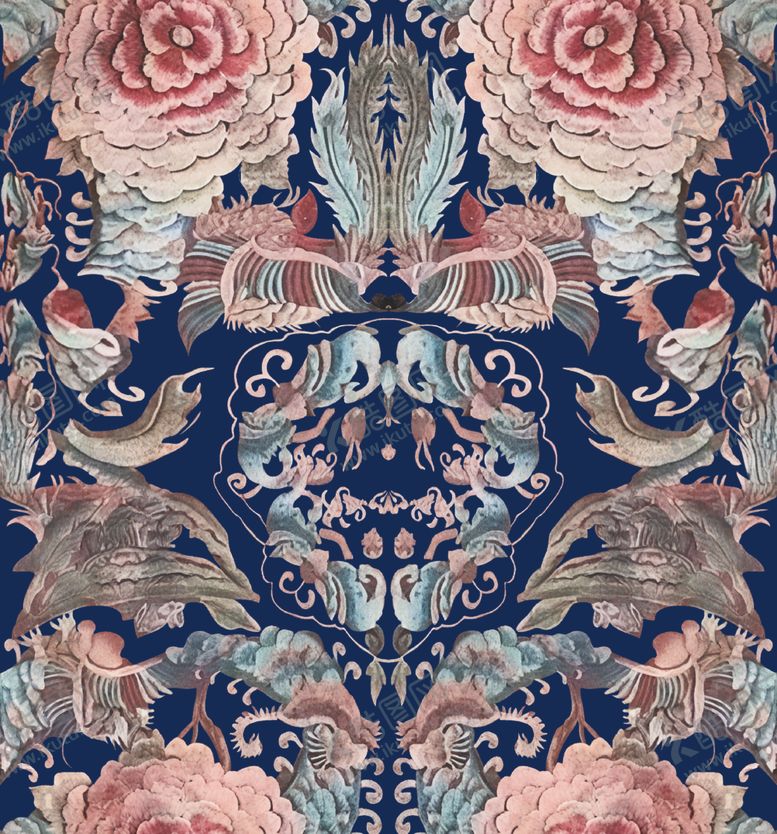 编号：21612704011000593969【酷图网】源文件下载-花卉动物交织的绚丽图案