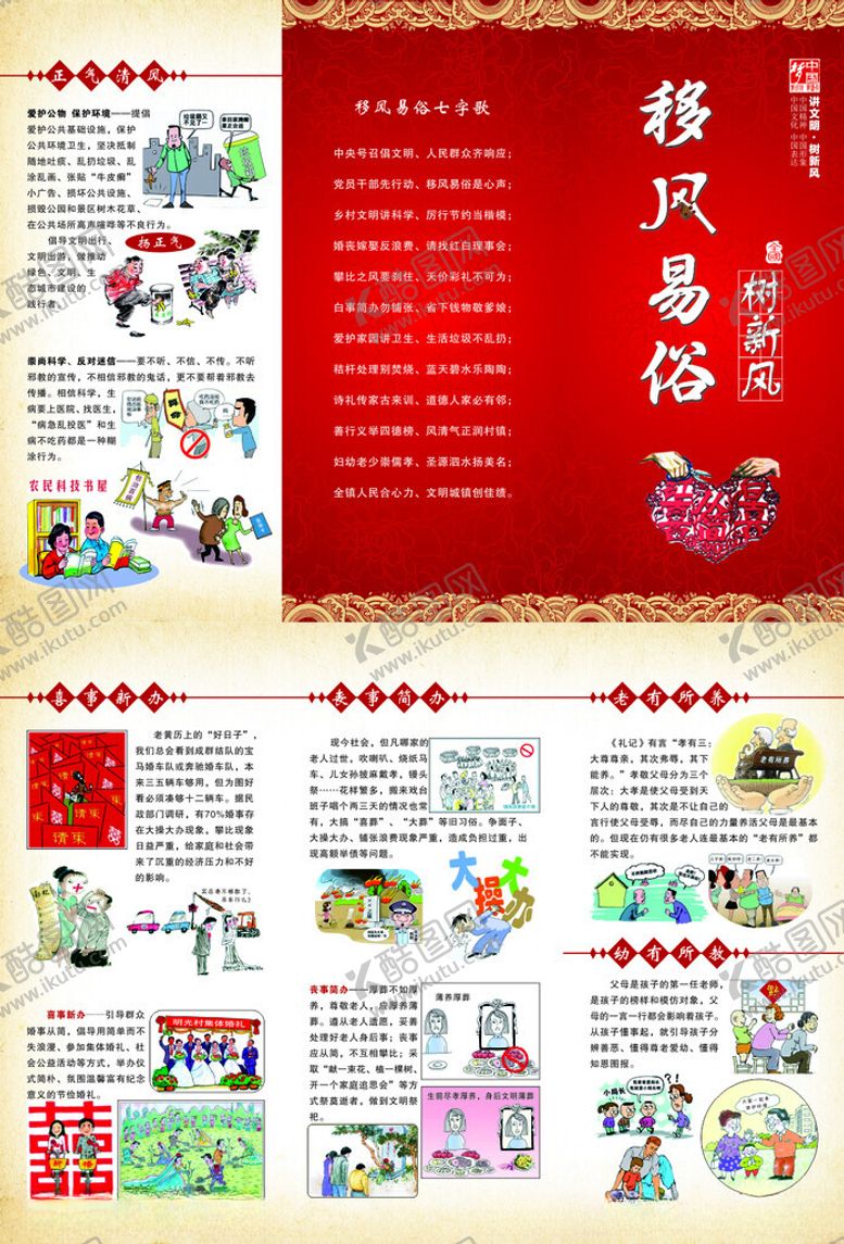 编号：78558311021541582274【酷图网】源文件下载-移风易俗三折页