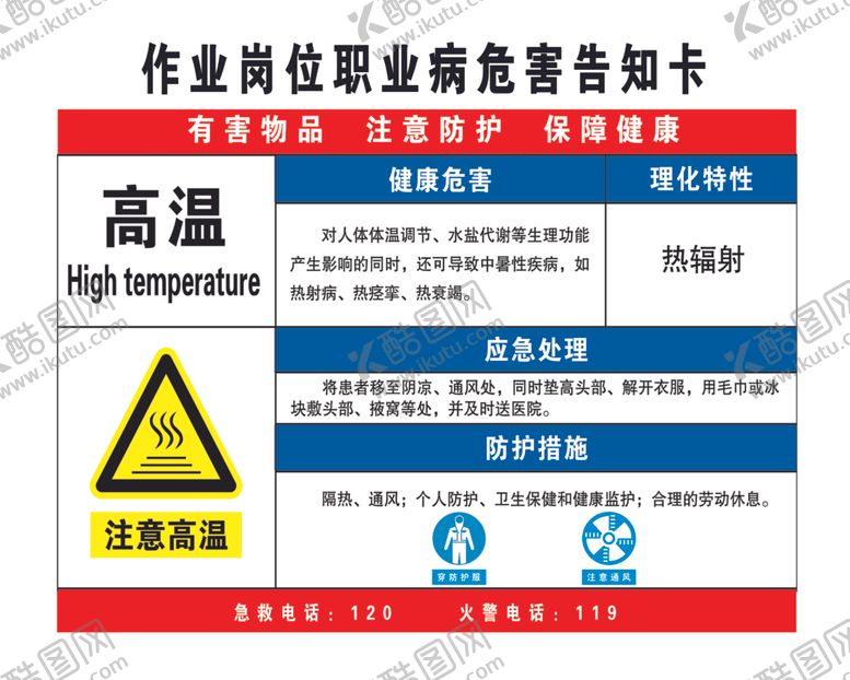 编号：58736011011904155641【酷图网】源文件下载-高温职业危害告知卡安