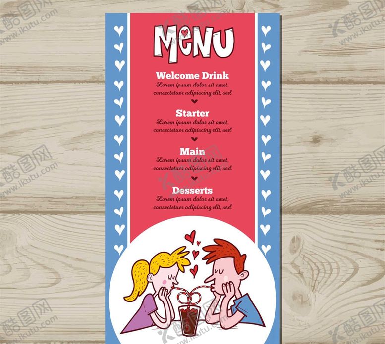编号：26605909270223187983【酷图网】源文件下载-情侣餐馆菜单矢量