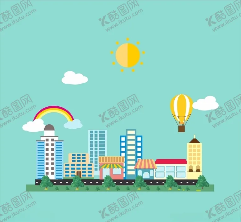 编号：45398407020420158963【酷图网】源文件下载-房屋街道卡通