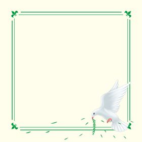 国庆绿色鸽子橄榄枝边框