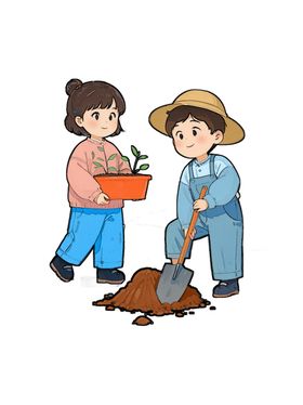 植树节校服女生种树