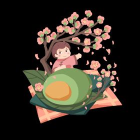清明节素材插图春天绿色手绘中式