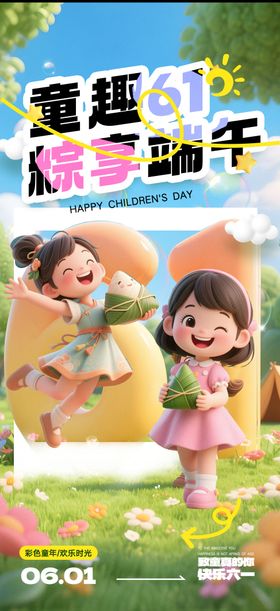 端午节遇上儿童节海报