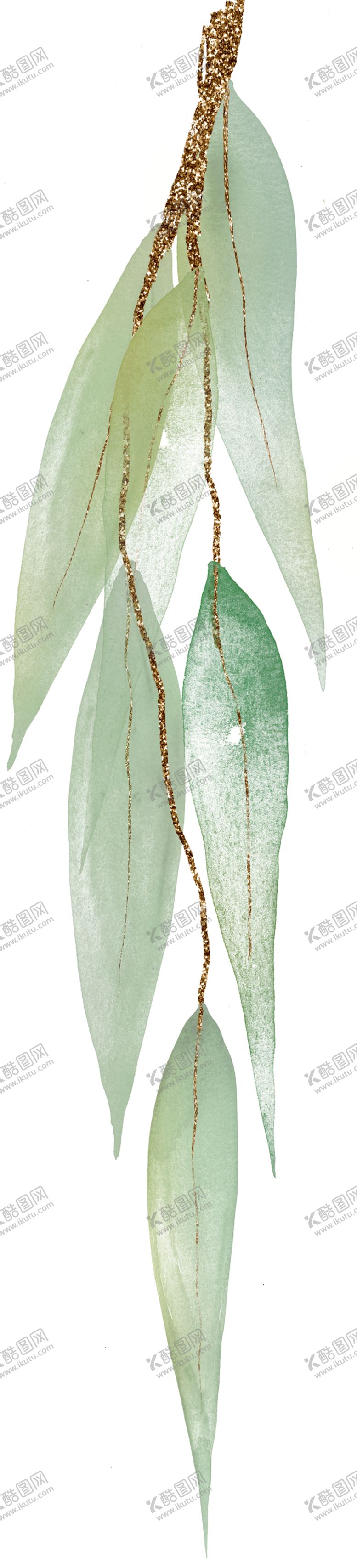 北欧小清新水彩植物图案绿叶装饰绿叶文艺