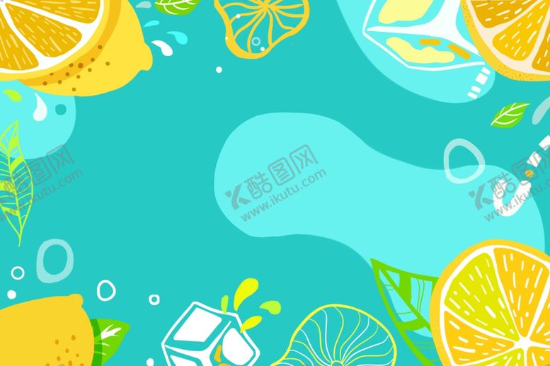 编号：77588602120043462305【酷图网】源文件下载-夏日水果扁平蓝色背景