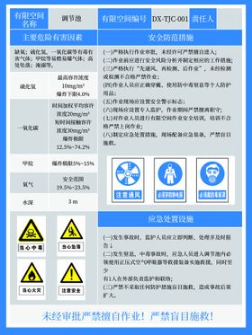 调节池有限空间安全警示告知牌