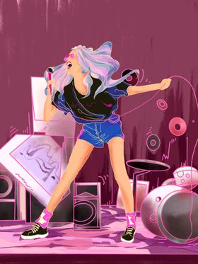创意卡通插画图案温馨动漫彩色日常生活