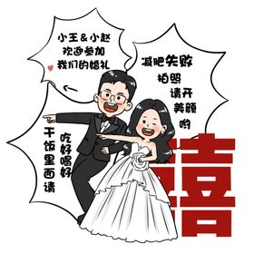 婚礼卡通迎宾指示牌