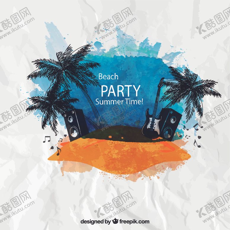 编号：71978509210912258710【酷图网】源文件下载-水彩沙滩派海报