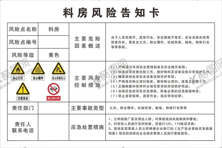 编号：17681401202350452369【酷图网】源文件下载-料房风险告知卡